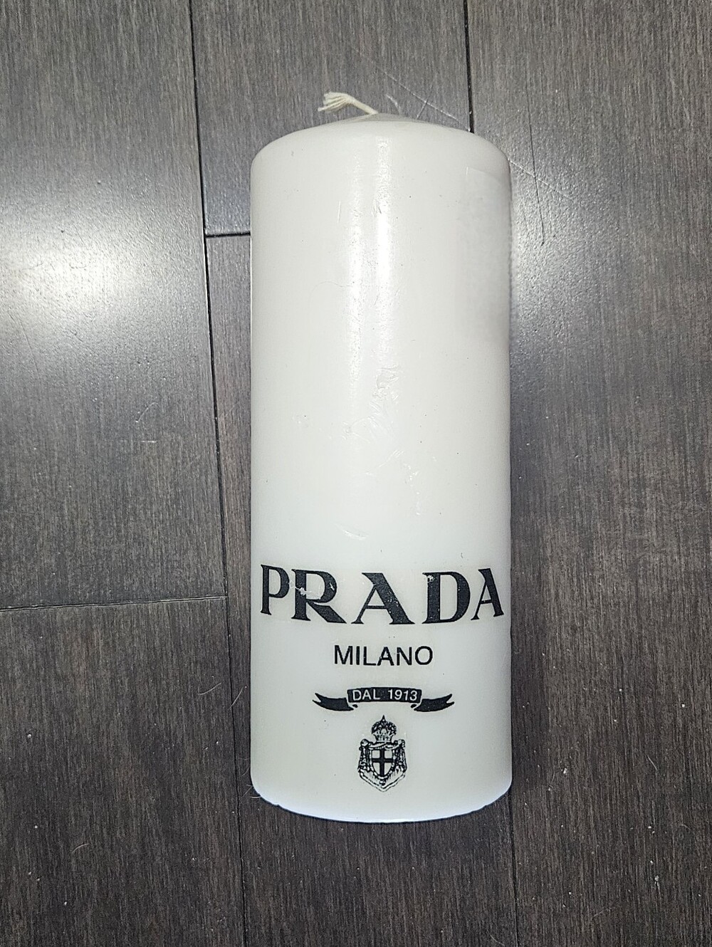 Prada White Candle with Black Logo